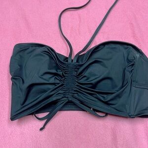 Black bikini top with adjustable drawstring, size medium
